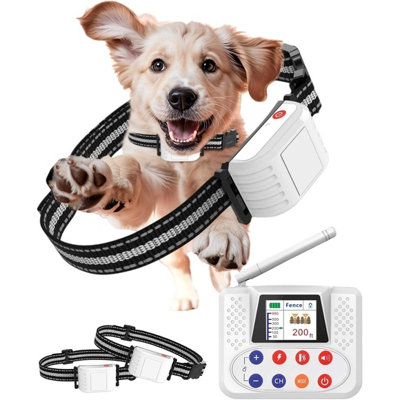 Wireless Dog Fence Electric Fence for 2 Dogs & Training Collar Black